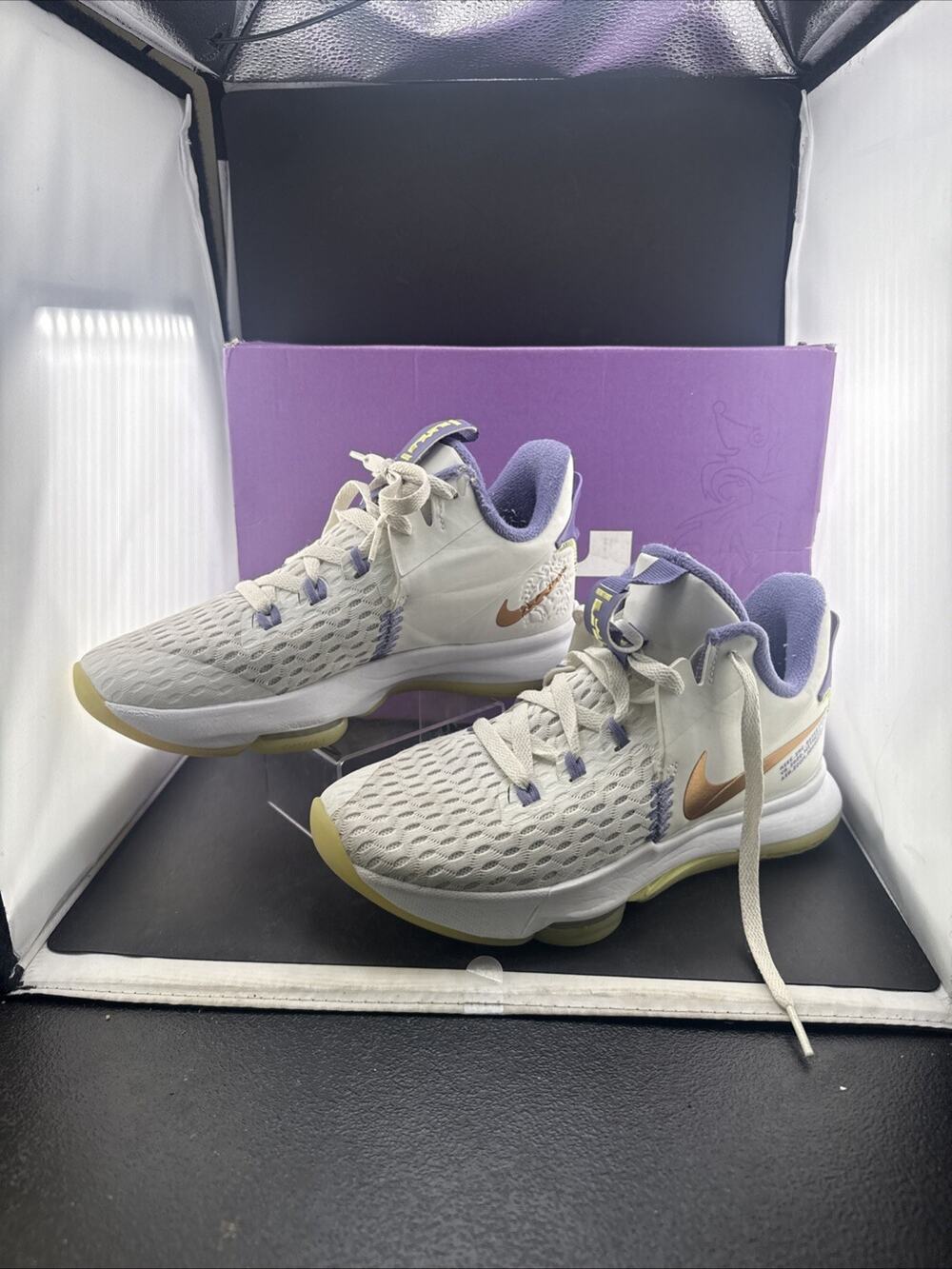 Size 6.5 - Nike LeBron Witness 5 Summit White Metallic Bronze